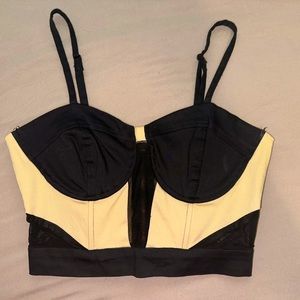 color block bustier crop top